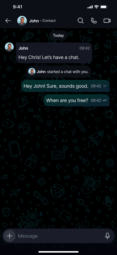 Contact Indicators π‘οΈ Β· In a DM chat A saved contact's label appears next to their name in the DM chat header.