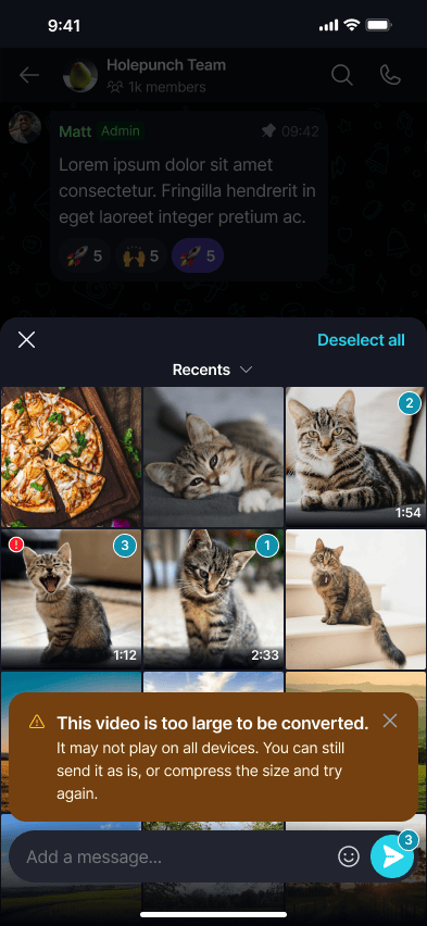Convert Incompatible Videos ποΈ Β· Mobile This video is too large to be converted - send as is, or compress and try again.
