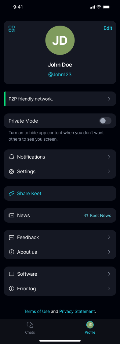 Private Mode π Β· Mobile The Private Mode toggle sits on your Profile page, just below your bio.